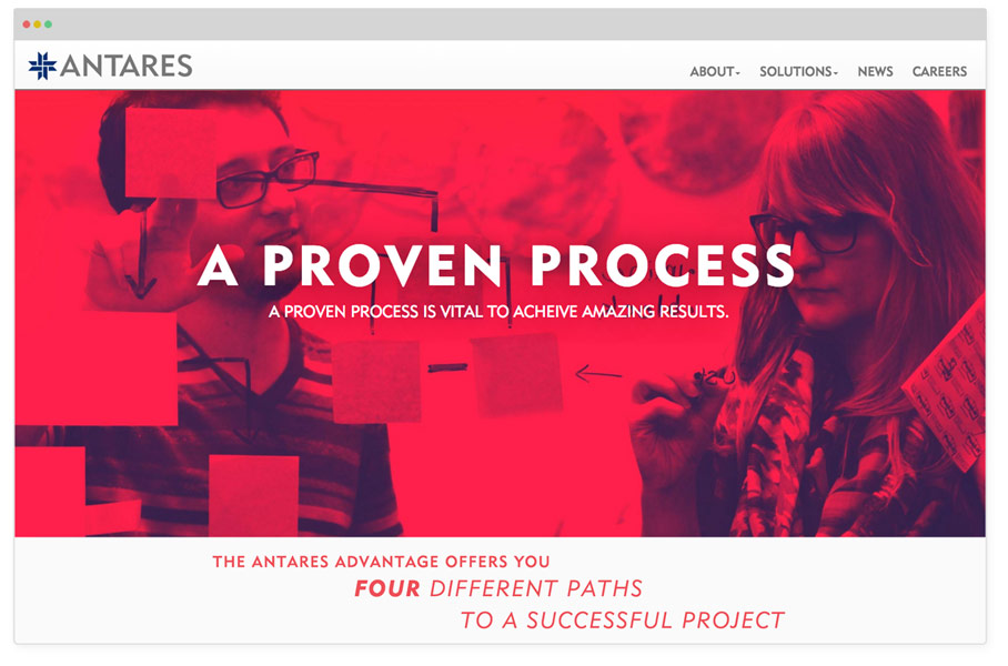 Antares sample page featuring header image style
