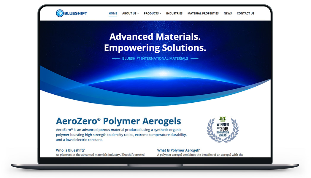 Blueshift Materials homepage